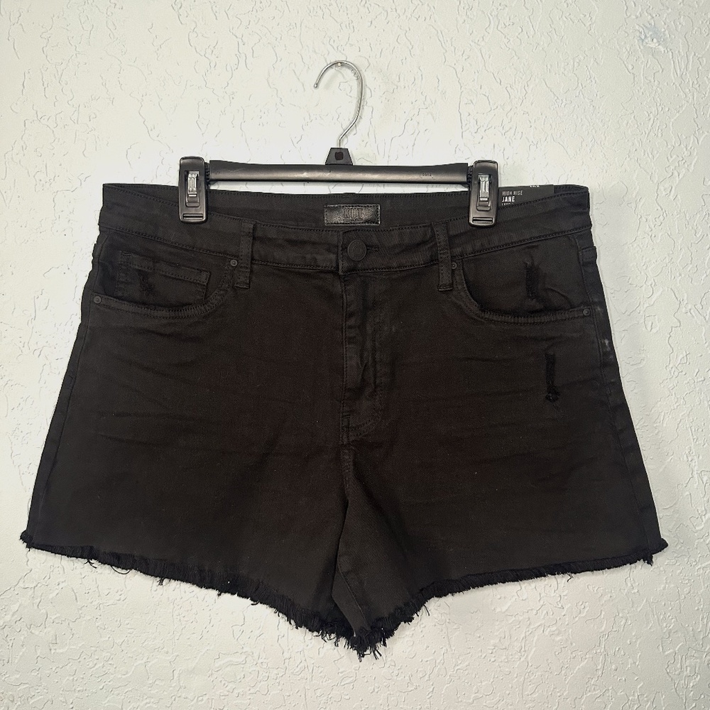 KUT From The Kloth Jane High Rise Long Shorts NWT | Size 12 | Black Denim